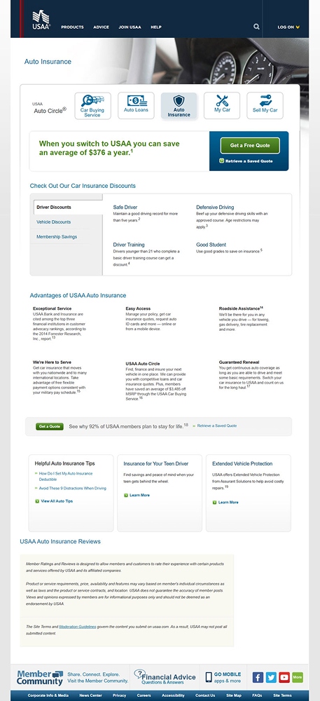 Auto Insurance storefront iteration 1